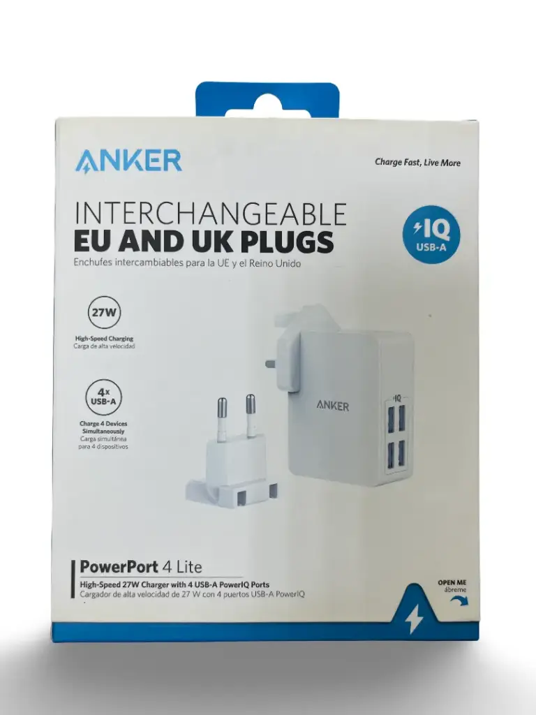 PowerPort 4 Lite شاحن منزلي جداري للرحلات بمداخل مختلفه