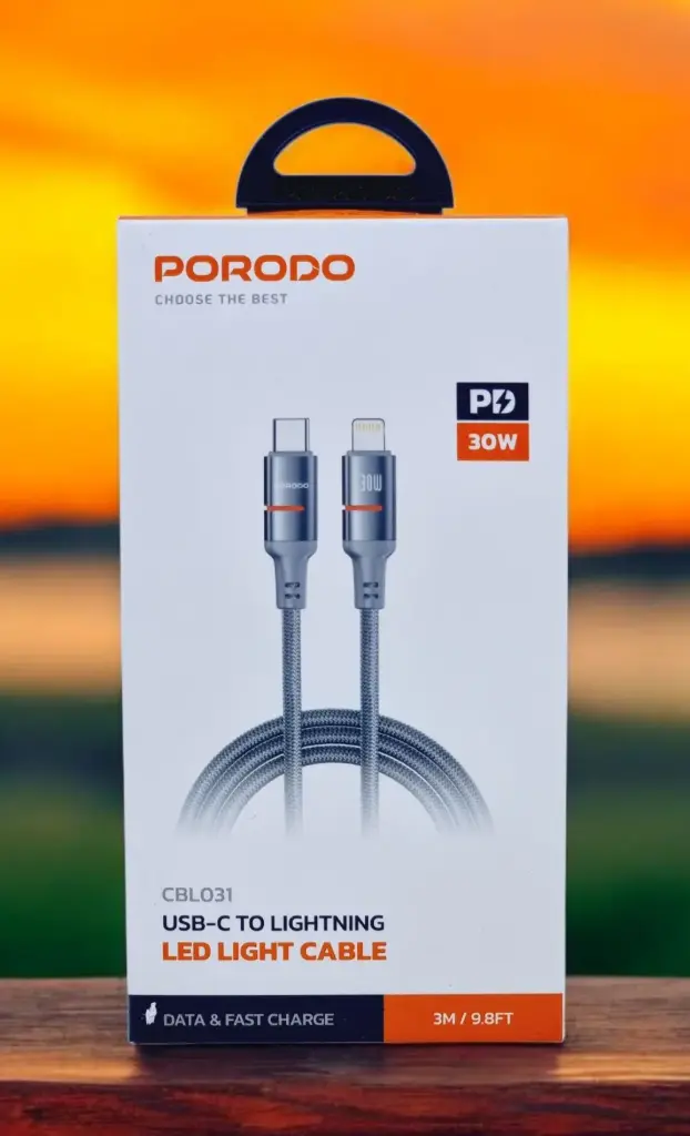 Porodo USB C to Lightning Cable Grey