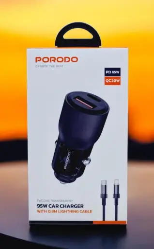 [SKU-PD-FWCH048-L-GY] Porodo 95W Car Charger Transparent 